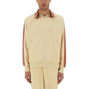 SASQUATCHFABRIX Track Jacket with Striped Collar and Sleeves Men Beige Outerwear
